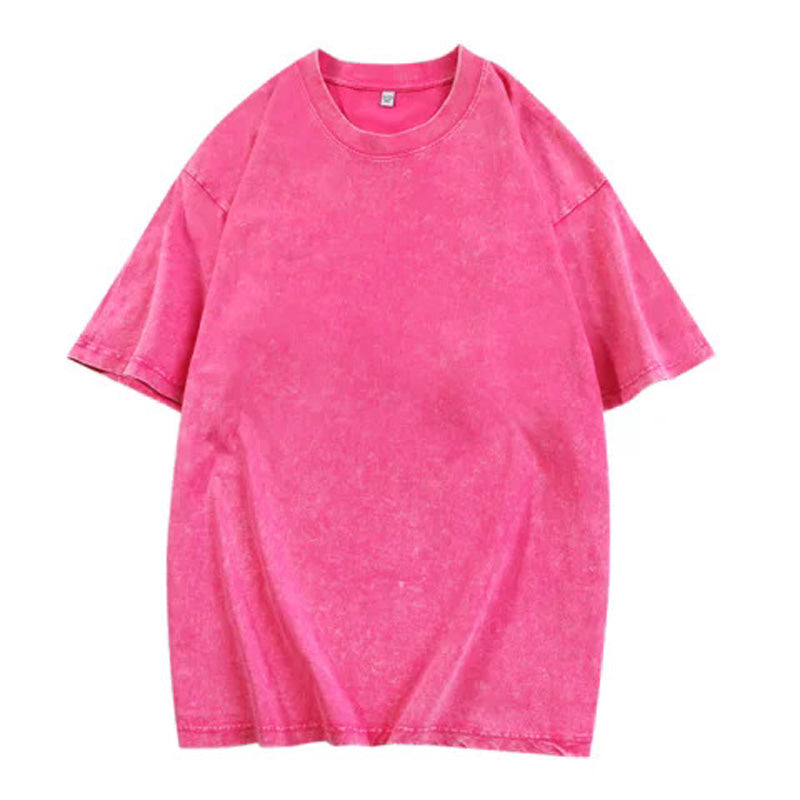 🥳4-Piece Pack & Great Deal!🔥Loose Vintage Solid Color Short Sleeve Top