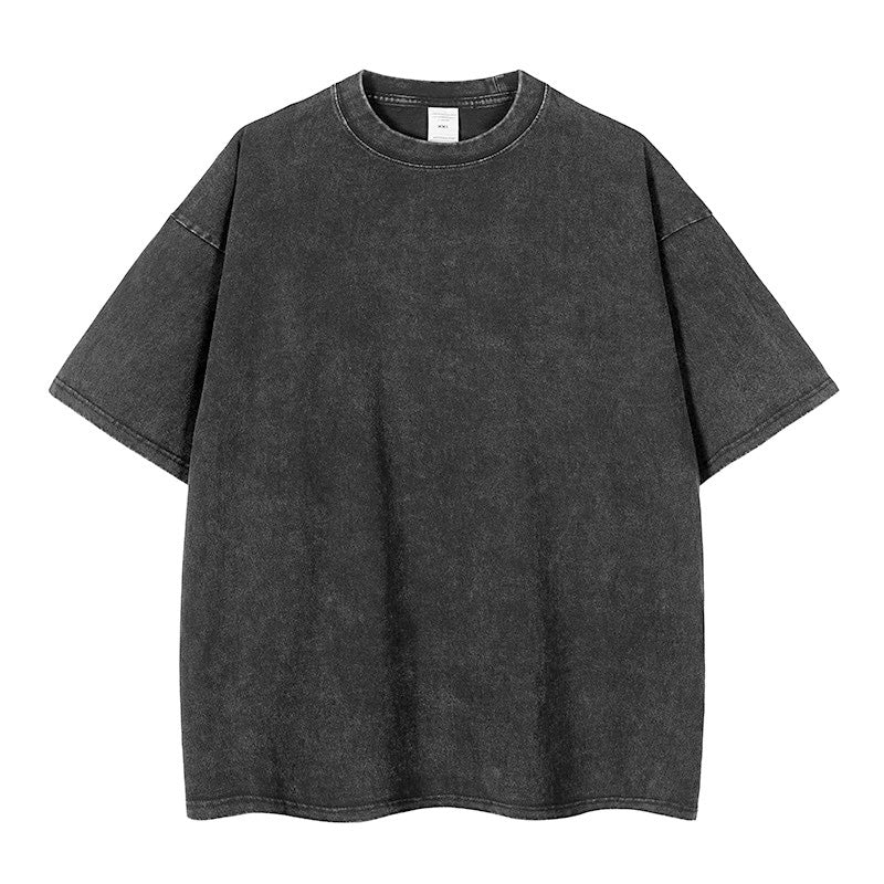 🥳4-Piece Pack & Great Deal!🔥Loose Vintage Solid Color Short Sleeve Top