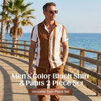 Men's Color-Block Shirt & Pants 2-Piece Set