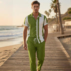 Men's Color-Block Shirt & Pants 2-Piece Set
