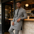 🔥Men's Modern Mandarin Collar Tunic and Pants Set