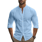 Men's Casual Linen Top & Shorts Two-Piece Set