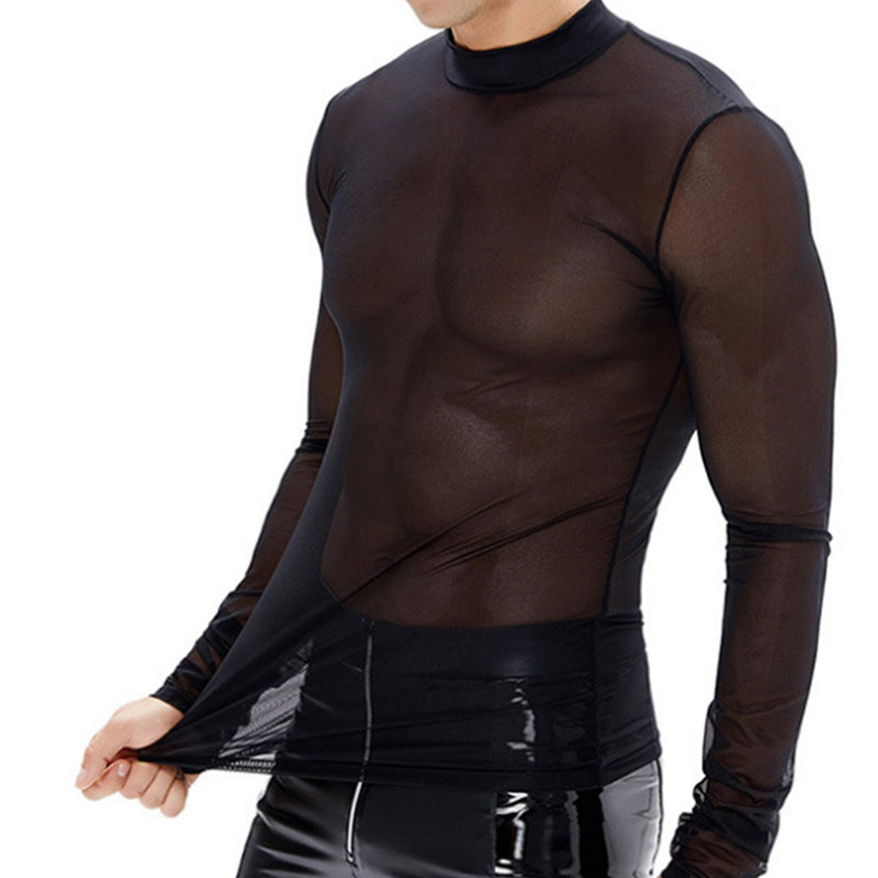 Men's Sheer Mesh Long Sleeve Top