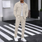🔥Hot selling Men's Waffle Button-Down Jacket & Pants Set