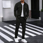 🔥Hot selling Men's Waffle Button-Down Jacket & Pants Set