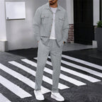 🔥Hot selling Men's Waffle Button-Down Jacket & Pants Set