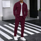 🔥Hot selling Men's Waffle Button-Down Jacket & Pants Set