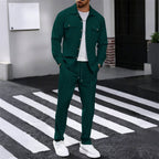 🔥Hot selling Men's Waffle Button-Down Jacket & Pants Set