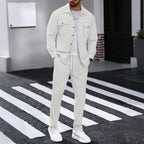 🔥Hot selling Men's Waffle Button-Down Jacket & Pants Set