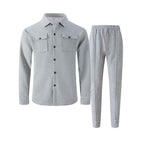 🔥Hot selling Men's Waffle Button-Down Jacket & Pants Set