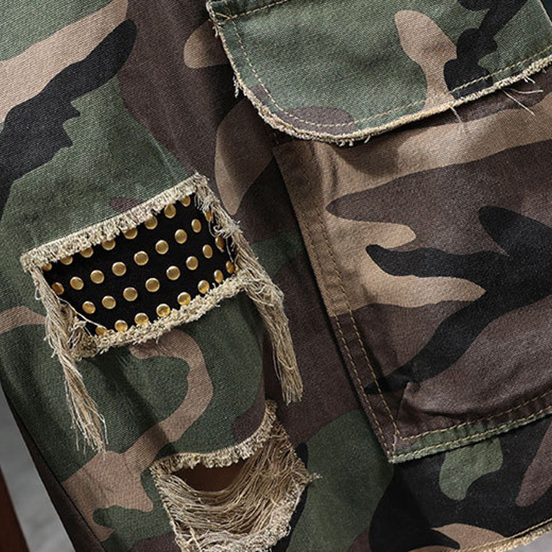 Men's Studded Camo Cargo Shorts