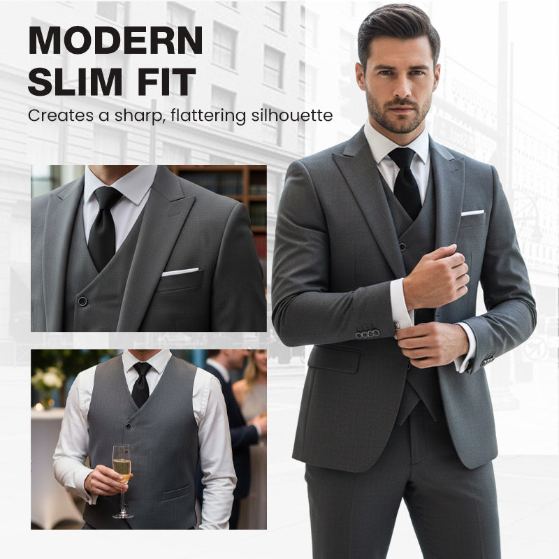 Men's Slim-Fit 3-Piece Suit Set