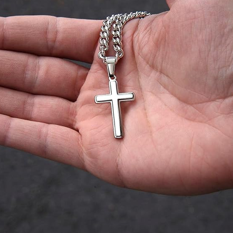 ⛓️✝️ Men's Cross Pendant Necklace – Stainless Steel, Built to Last