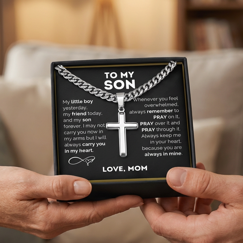 ⛓️✝️ Men's Cross Pendant Necklace – Stainless Steel, Built to Last
