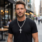 ⛓️✝️ Men's Cross Pendant Necklace – Stainless Steel, Built to Last