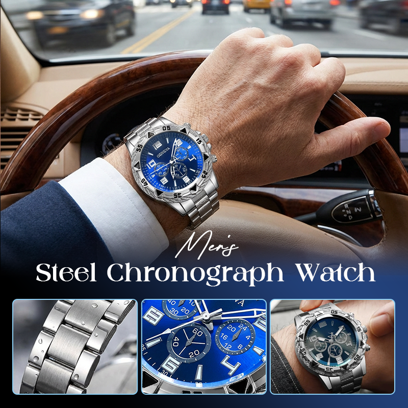 🔥 50% OFF – Men's Steel Chronograph Watch ⏱️