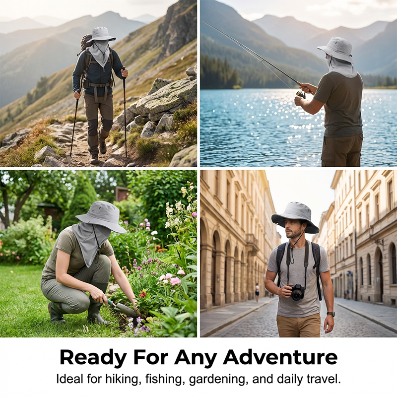 Breathable Fisherman Hat with Detachable Face Mask