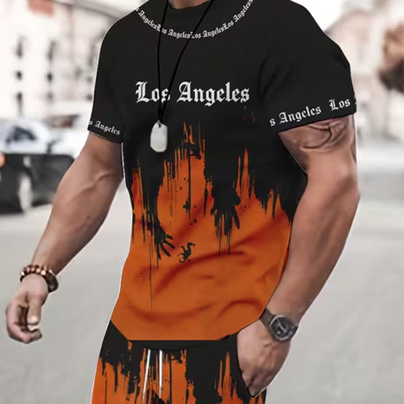 👕 LIMITED-TIME 50% OFF! 🩳 Men's Graphic Print T-Shirt & Shorts Set – Coordinated, Soft, Adjustable Waist 🌴