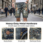 Men's Ripped Denim Shorts with Patchwork