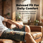 Men's Ripped Denim Shorts with Patchwork