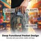Men's Ripped Denim Shorts with Patchwork