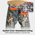 Men's Ripped Denim Shorts with Patchwork