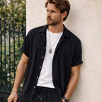 🌴 Men's Casual Short Sleeve Shirt & Pants Set – Coordinated Style 🍹