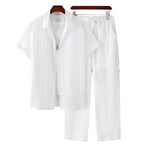 🌴 Men's Casual Short Sleeve Shirt & Pants Set – Coordinated Style 🍹