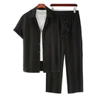 🌴 Men's Casual Short Sleeve Shirt & Pants Set – Coordinated Style 🍹