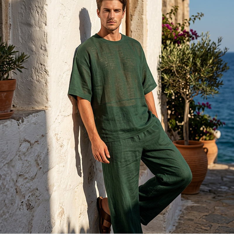📢2026 New Arrivals💥Men's T-Shirt & Wide-Leg Pants 2-Piece Set