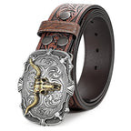 🐮Men's Retro Bull Head Embossed Leather Belt