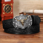 🐮Men's Retro Bull Head Embossed Leather Belt