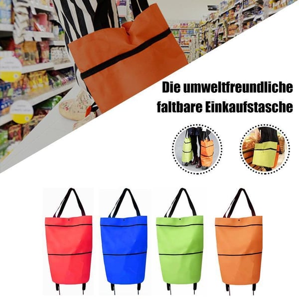 🛍️ Shop Online & Save ✨🛢️2-in-1 Foldable Shopping Cart – Portable Rolling Grocery Trolley
