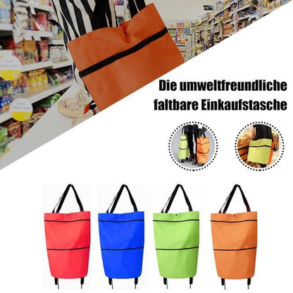 🛍️ Shop Online & Save ✨🛢️2-in-1 Foldable Shopping Cart – Portable Rolling Grocery Trolley