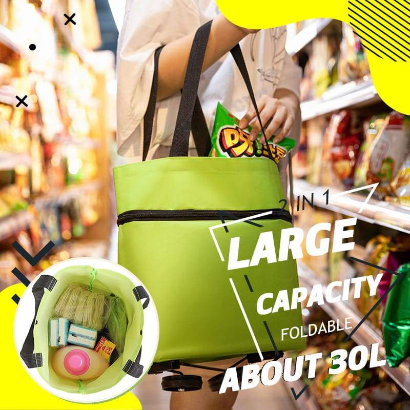 🛍️ Shop Online & Save ✨🛢️2-in-1 Foldable Shopping Cart – Portable Rolling Grocery Trolley