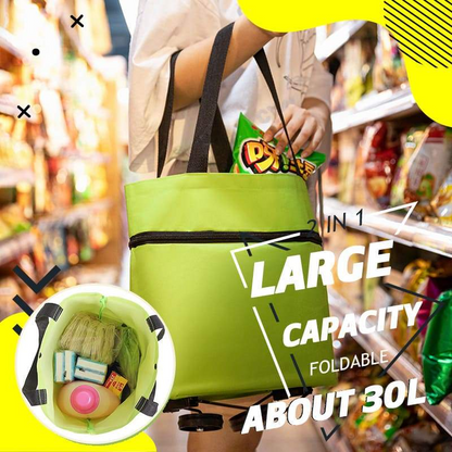 🛍️ Shop Online & Save ✨🛢️2-in-1 Foldable Shopping Cart – Portable Rolling Grocery Trolley