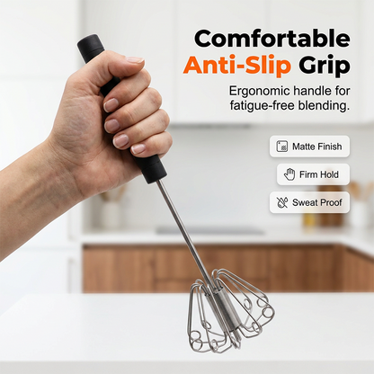 🔥Stainless Steel Hand Egg Beater 🥚✨ | Effortless Whisking – No Batter Splatter, Dishwasher Safe & Built to Last 🔧