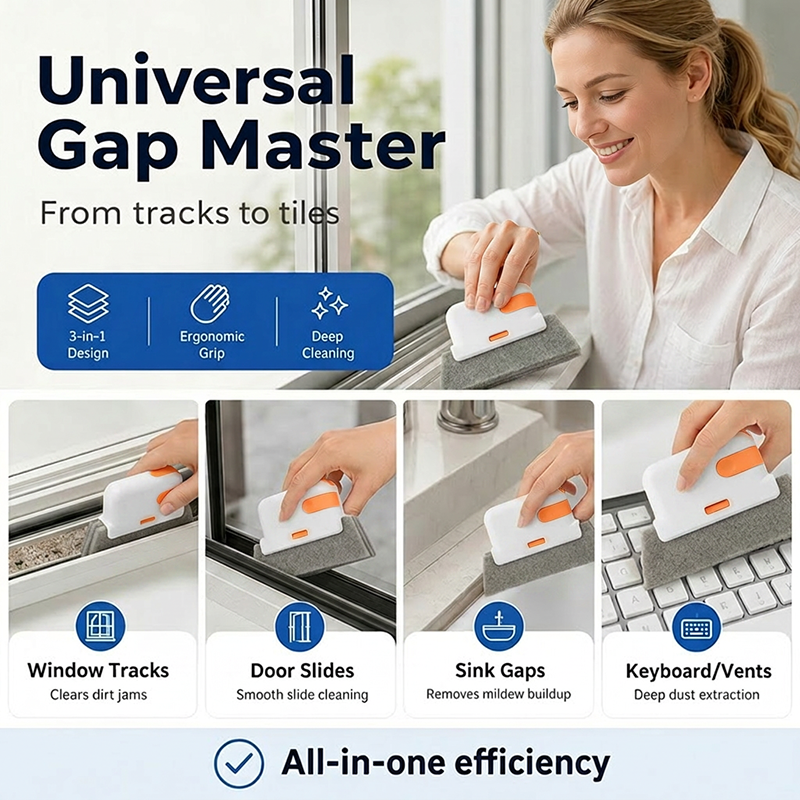 🥳2026 HOT SALE🥳💞50K+ SOLD! 🧽🔧 BUY 1 GET 1 FREE! Window Track Cleaning Tool – Dense cleaning fibers & scrubbing pad for spotless results. Versatile for tracks, stove gaps & bathroom corners – a must-have for every home! 🏠✅