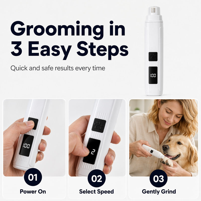 💨 50% OFF! Electric Pet Nail Grinder – Whisper‑quiet, 3‑step gentle grinding. LED power display & USB‑C rechargeable – stress‑free grooming! 🛡️✨