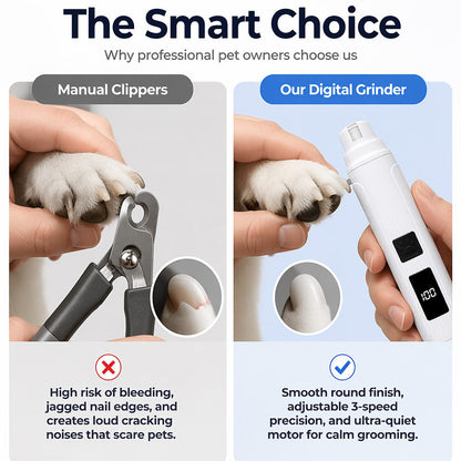 💨 50% OFF! Electric Pet Nail Grinder – Whisper‑quiet, 3‑step gentle grinding. LED power display & USB‑C rechargeable – stress‑free grooming! 🛡️✨