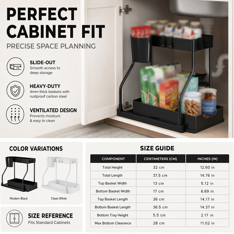 🔥2026 hot sale🔥.2-Tier Pull-Out Under Sink Organizer.The kitchen, bathroom, and bedroom—these storage solutions help keep your home clean and tidy.
