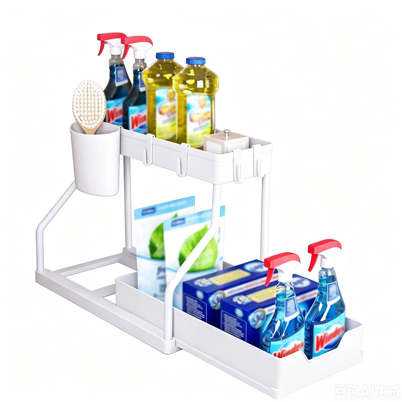 🔥2026 hot sale🔥.2-Tier Pull-Out Under Sink Organizer.The kitchen, bathroom, and bedroom—these storage solutions help keep your home clean and tidy.