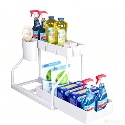 🔥2026 hot sale🔥.2-Tier Pull-Out Under Sink Organizer.The kitchen, bathroom, and bedroom—these storage solutions help keep your home clean and tidy.