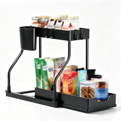 🔥2026 hot sale🔥.2-Tier Pull-Out Under Sink Organizer.The kitchen, bathroom, and bedroom—these storage solutions help keep your home clean and tidy.