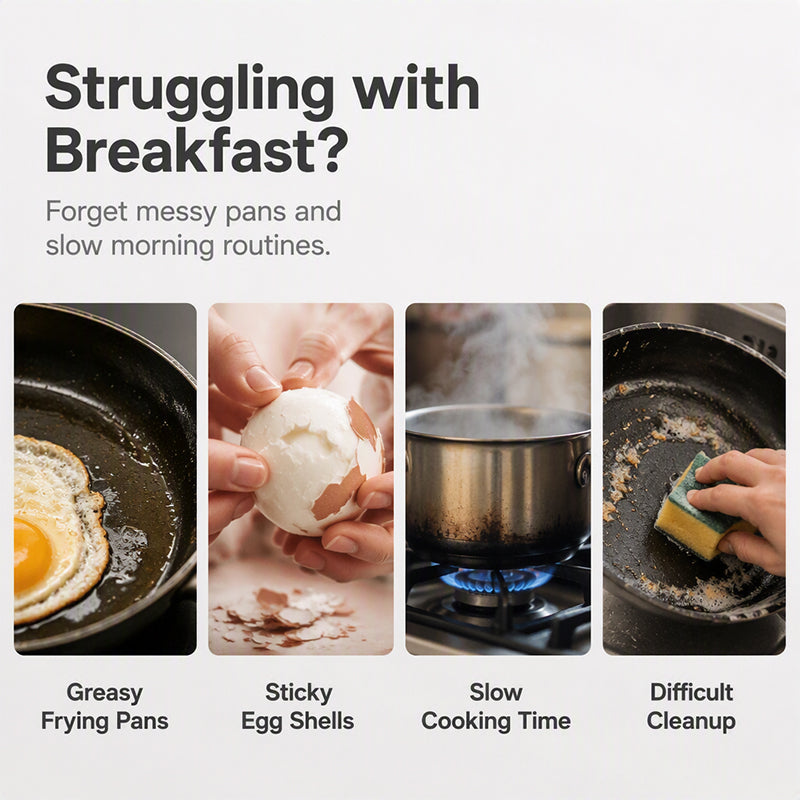 🥚Dual-Cavity Microwave Egg Poacher with Lid | Splash-Proof, Oil-Free 2-Minute Breakfast