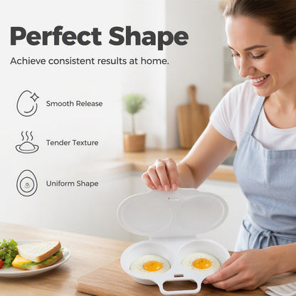 🥚Dual-Cavity Microwave Egg Poacher with Lid | Splash-Proof, Oil-Free 2-Minute Breakfast