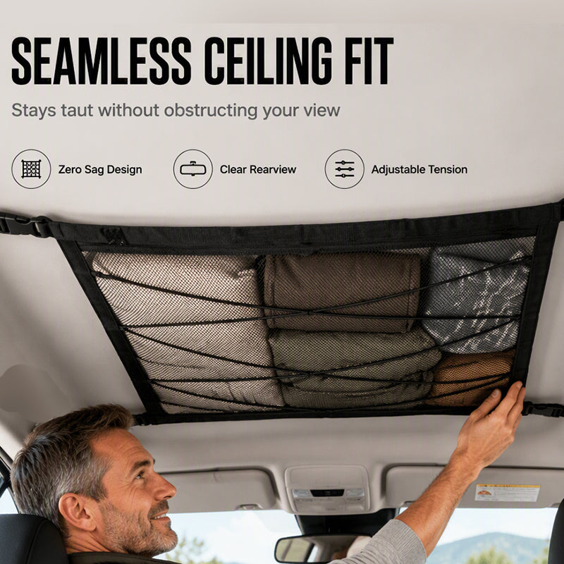 Car Ceiling Storage Bag with Adjustable Buckles