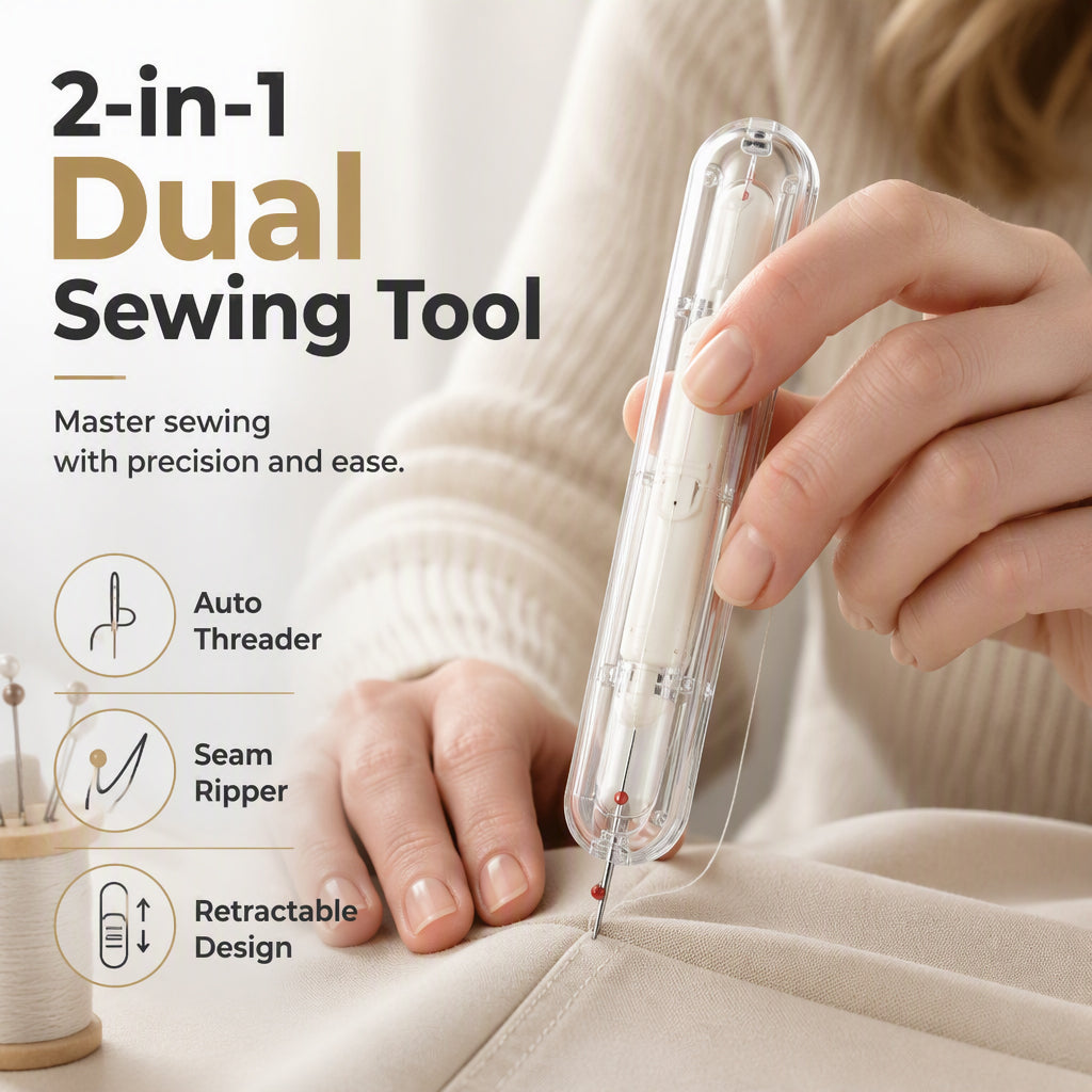 Multi-Functional Sewing Tool with Threader and Stitch Ripper