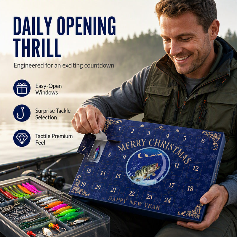 Christmas Fishing Lure Advent Calendar Blind Box Set with Minnow Popper Spoons