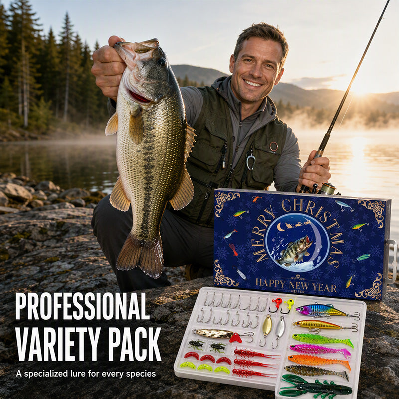Christmas Fishing Lure Advent Calendar Blind Box Set with Minnow Popper Spoons
